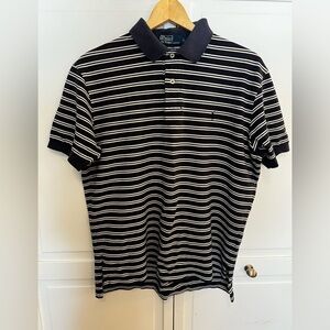 Polo Ralph Lauren Shirt Men's Large Striped Golf Polo Short Sleeves‎ Blue White